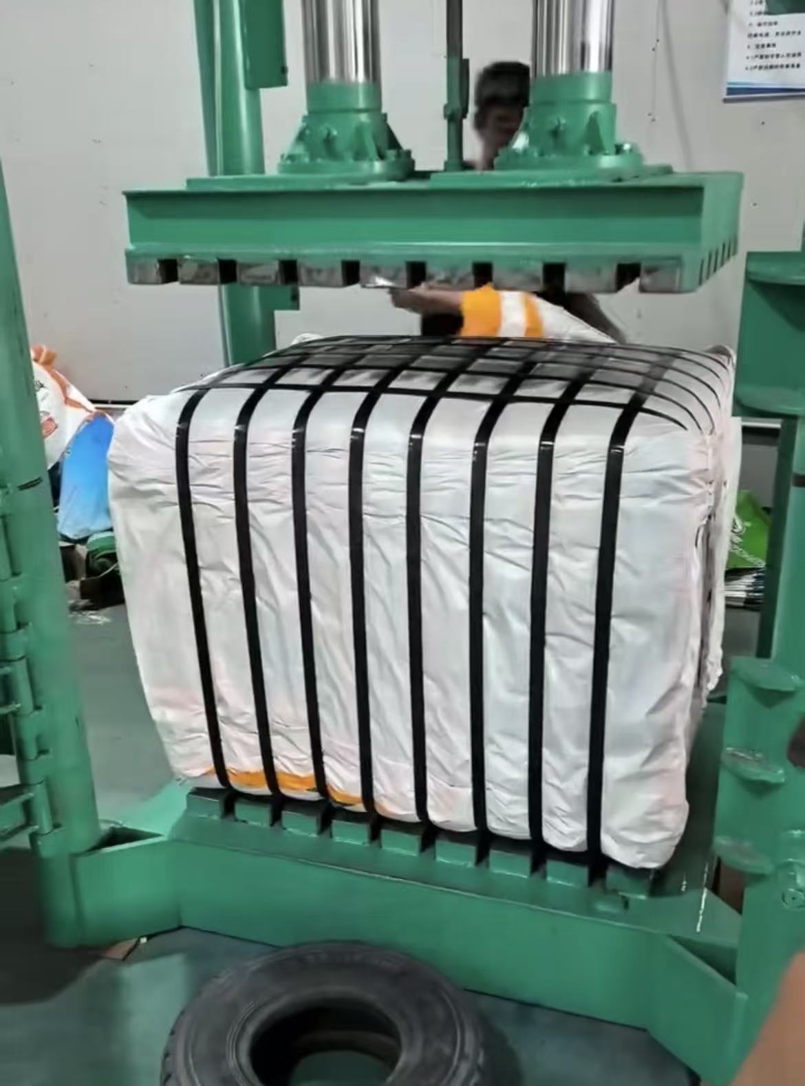 compressed bedding packages prepared for shipment