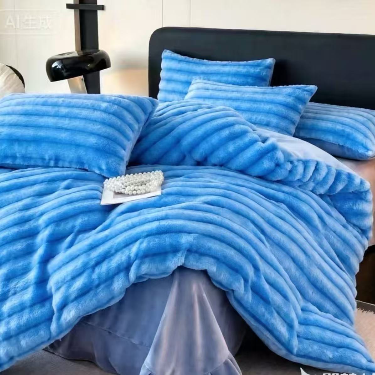 milk velvet bed skirt bedding set — style 16 for wholesale sourcing